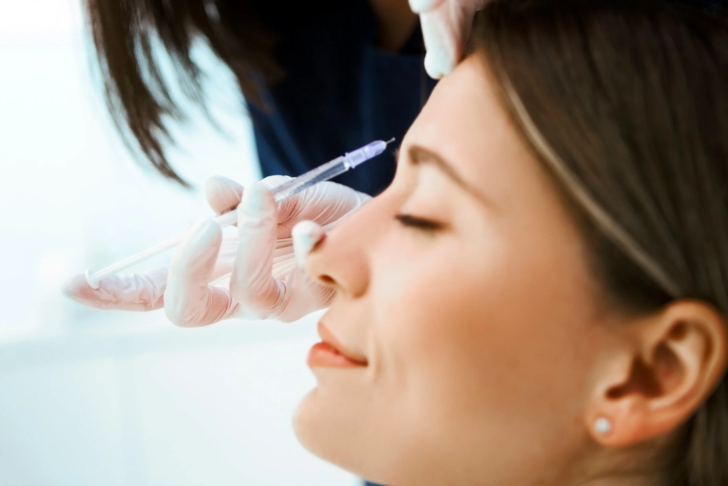 a woman getting botox injection